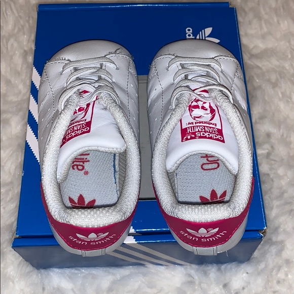 3K Adidas Stan Smith Baby Girl White/Pink Shoes - Picture 12 of 13